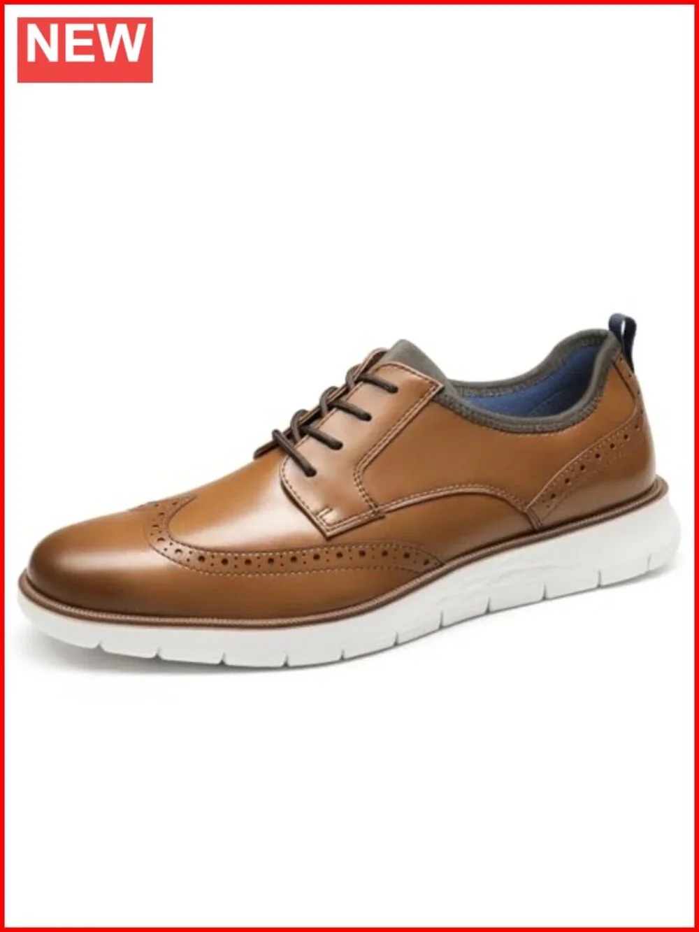 Microfiber Leather Brogue Oxfords Wingtip Lace Up Dress Shoes